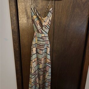 12th Tribe Multicolor Geometric Print Maxi Dress